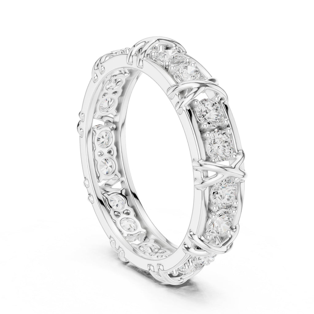 Men's Moissanite Eternity Band, X-Link Design – 925 Sterling Silver, 18K Gold Vermeil