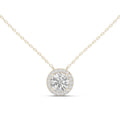Round Moissanite Halo Necklace – 925 Sterling Silver, 18K Gold Vermeil