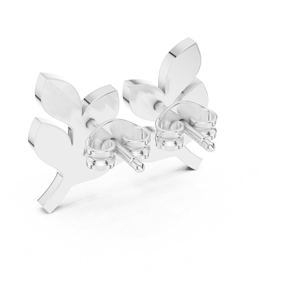 Moissanite Leaf Branch Stud Earrings – 925 Sterling Silver, 18K Gold Vermeil