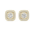 7mm Round Moissanite Cushion Double-Halo Stud Earrings – 925 Sterling Silver, 18K Gold Vermeil