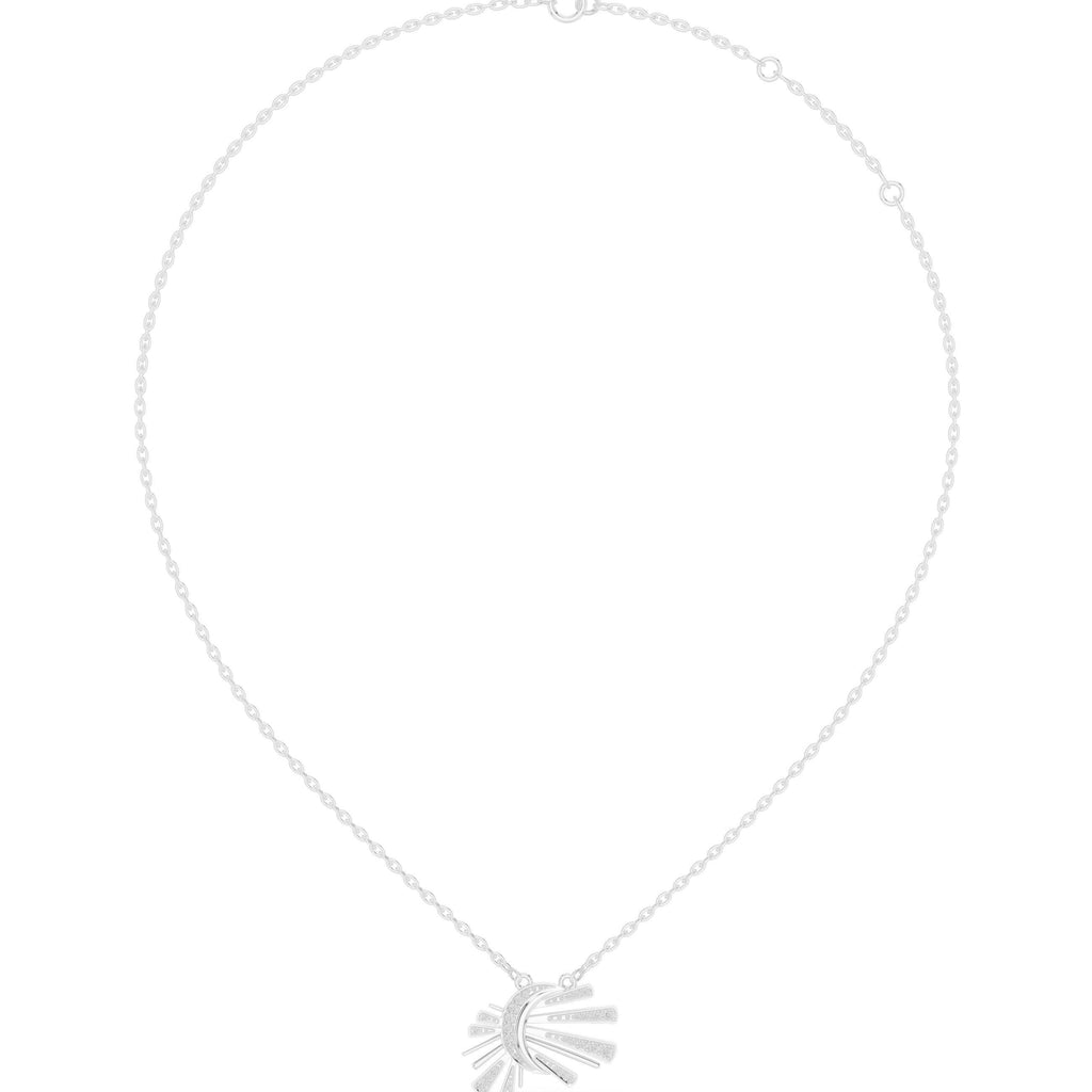 Moissanite Pavé Sunburst Fan Necklace – 925 Sterling Silver, 18K Gold Vermeil