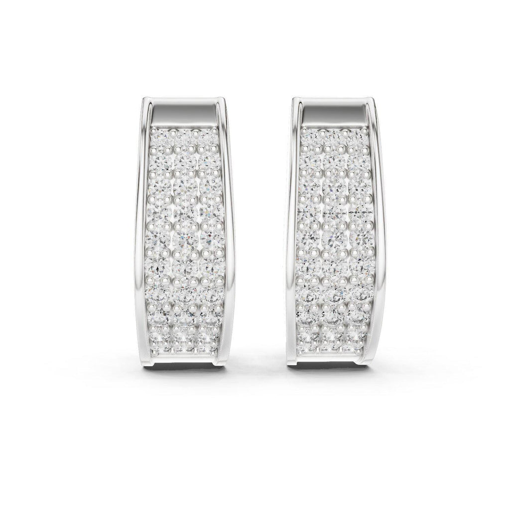 Moissanite Pavé Three-Row Huggie Hoop Earrings – 925 Sterling Silver, 18K Gold Vermeil