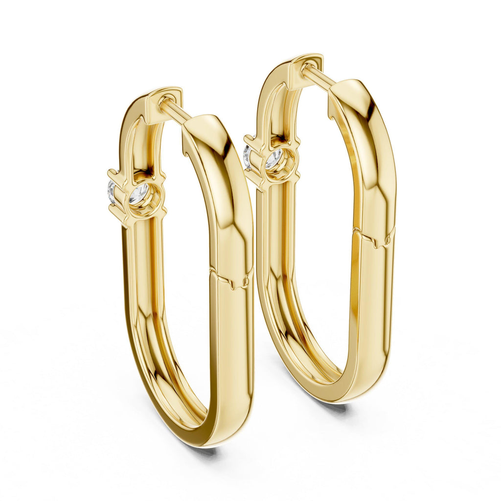 Round Moissanite Solitaire Huggie Hoop Earrings – 925 Sterling Silver, 18K Gold Vermeil
