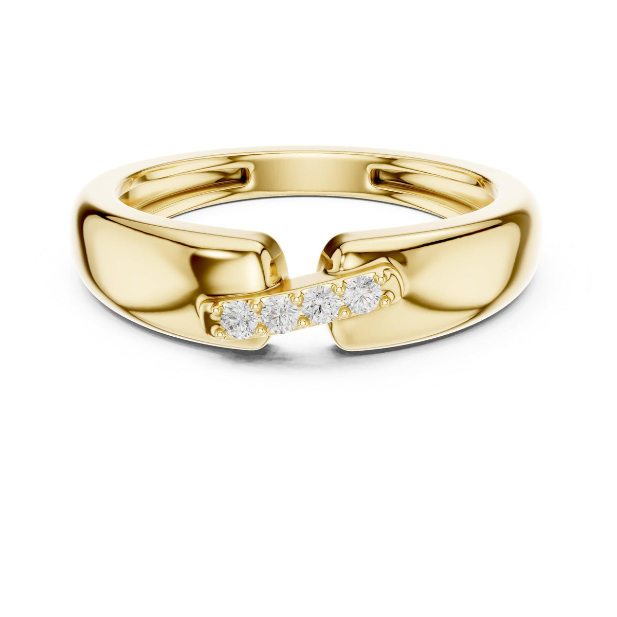 Men's Slim Open-Band Moissanite Ring with Pavé Accent – 925 Sterling Silver, 18K Gold Vermeil