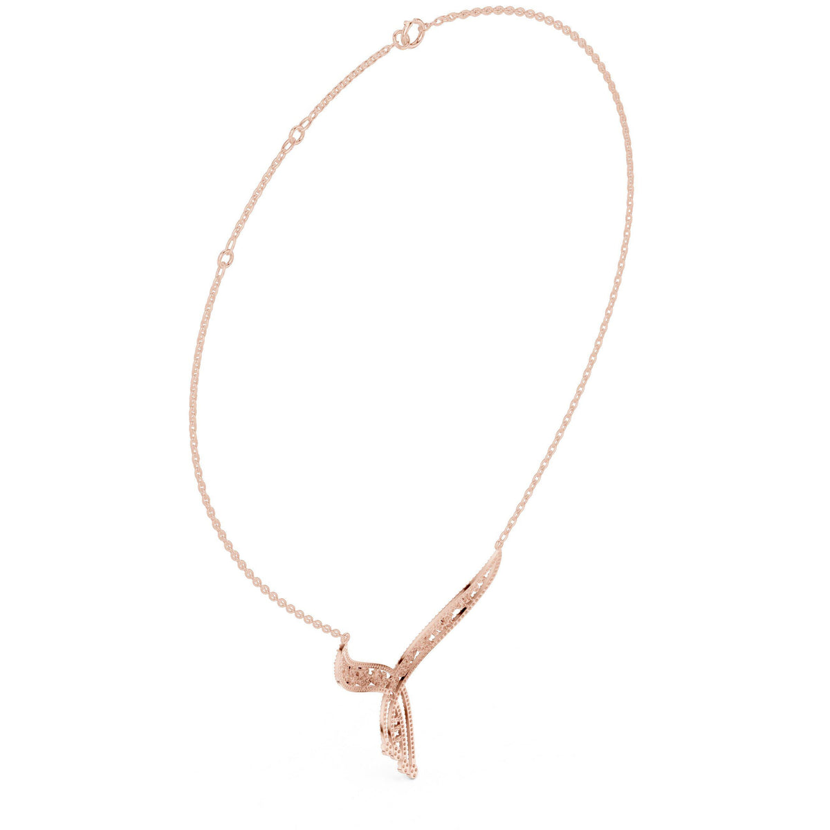 Moissanite Pavé Swirl Ribbon Necklace – 925 Sterling Silver, 18K Gold Vermeil