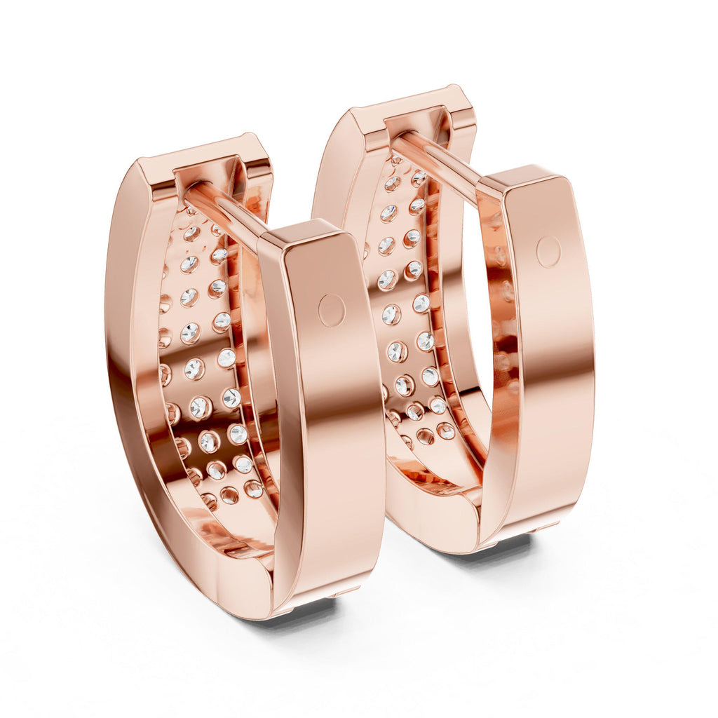 Moissanite Pavé Three-Row Huggie Hoop Earrings – 925 Sterling Silver, 18K Gold Vermeil