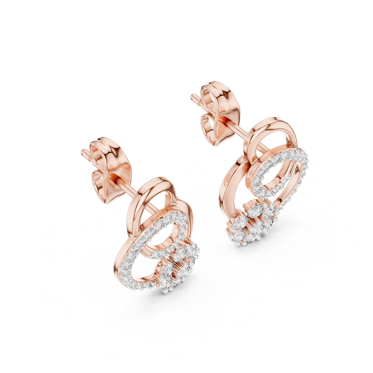 Moissanite Pavé Interlocking Circle Stud Earrings – 925 Sterling Silver, 18K Gold Vermeil