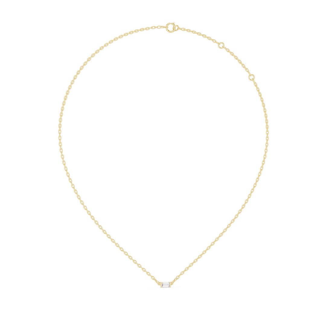 Baguette Moissanite Pendant – 925 Sterling Silver, 18K Gold Vermeil