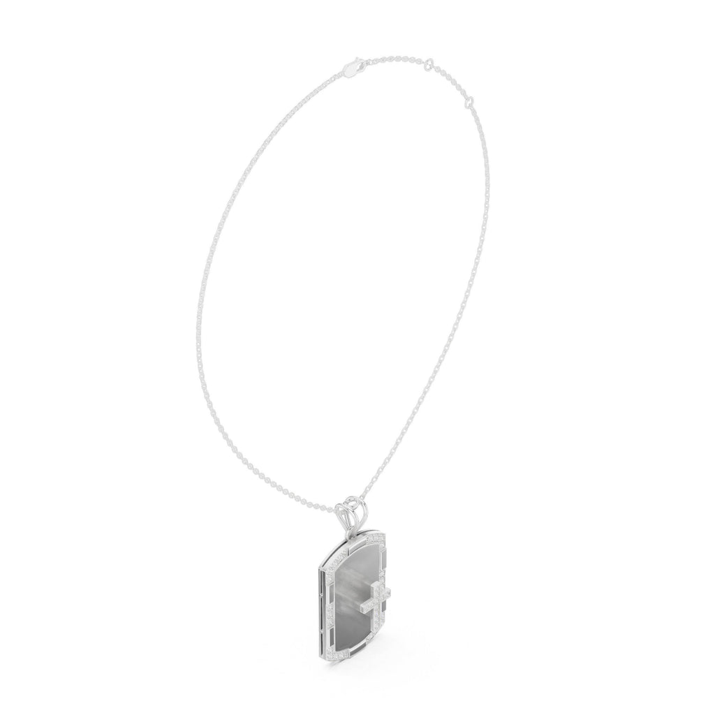 Moissanite Cross Dog Tag Necklace – 925 Sterling Silver, 18K Gold Vermeil