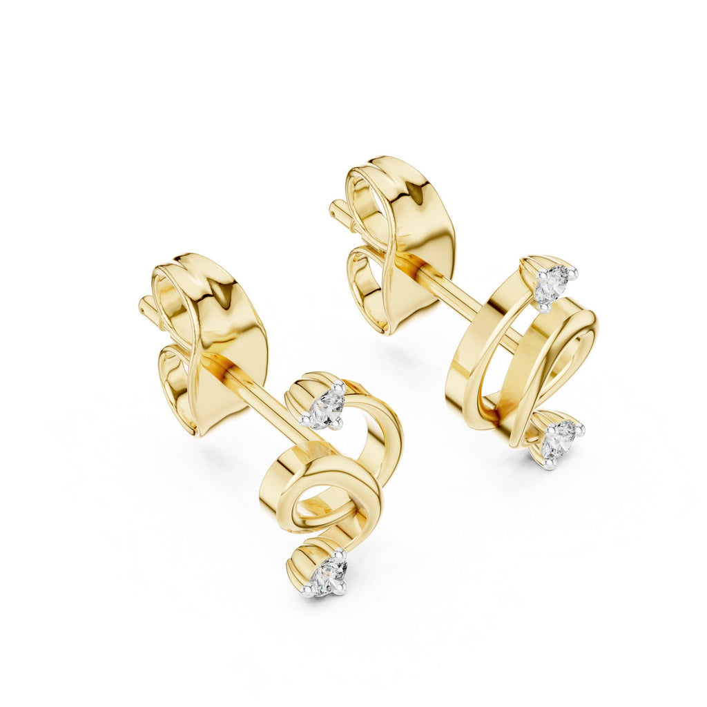 Moissanite Swirl Two-Stone Stud Earrings – 925 Sterling Silver, 18K Gold Vermeil