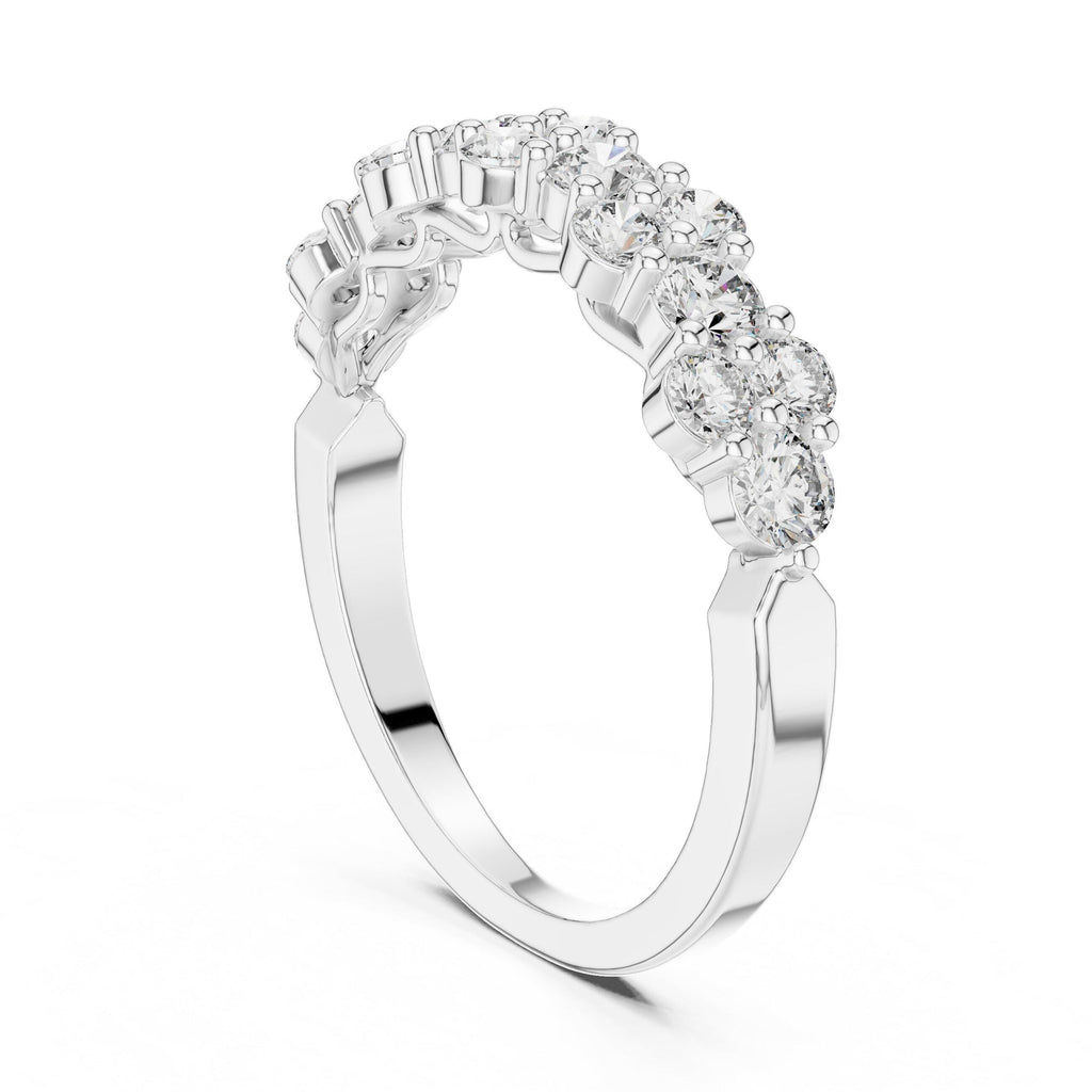 Moissanite Cluster Eternity-Style Stackable Band – 925 Sterling Silver, 18K Gold Vermeil