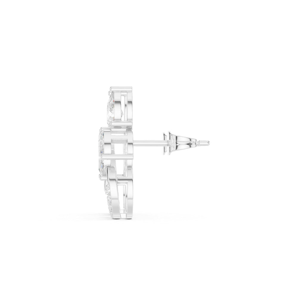 Marquise Moissanite Swirl Drop Stud Earrings – 925 Sterling Silver, 18K Gold Vermeil