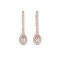 Pear Moissanite Halo Lever Drop Earrings – 925 Sterling Silver, 18K Gold Vermeil