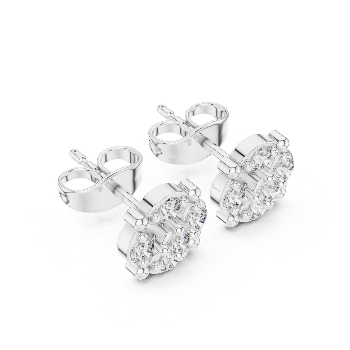 Moissanite Round Cluster Disc Stud Earrings – 925 Sterling Silver, 18K Gold Vermeil