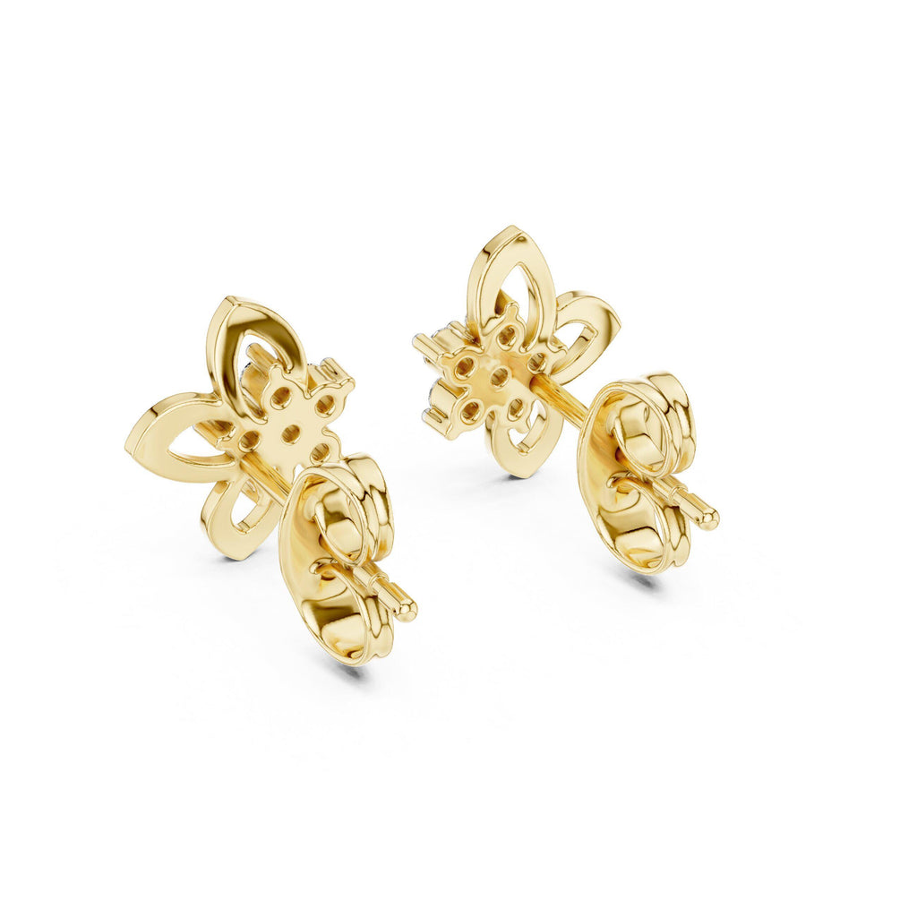 Moissanite Flower Bloom Stud Earrings – 925 Sterling Silver, 18K Gold Vermeil