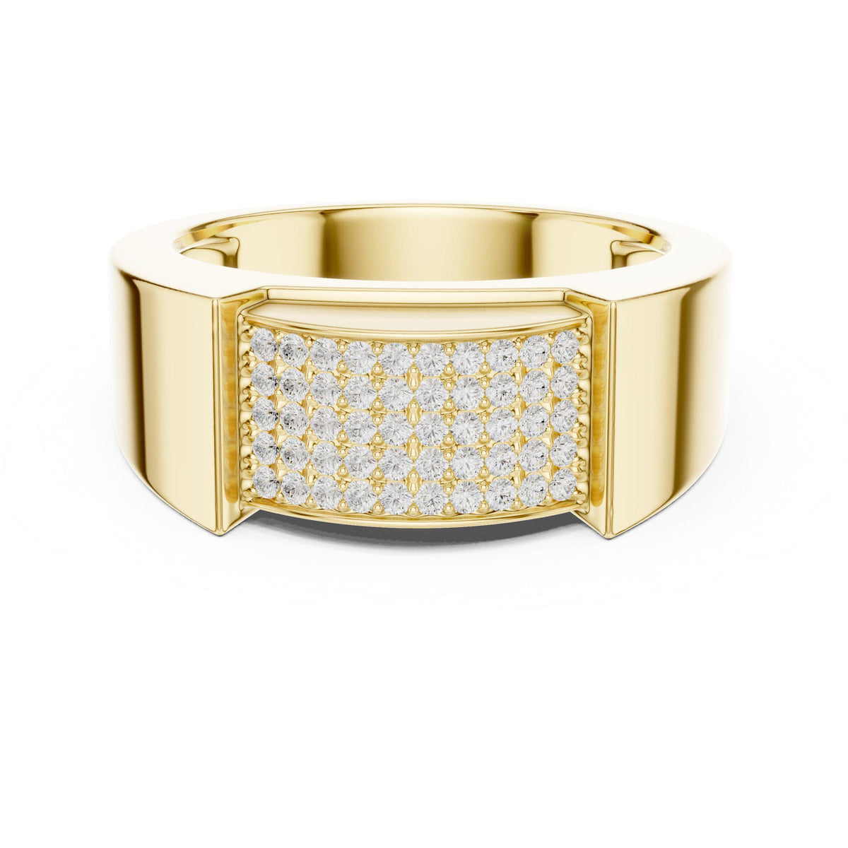 Men's Pavé Moissanite Signet Ring – 925 Sterling Silver, 18K Gold Vermeil