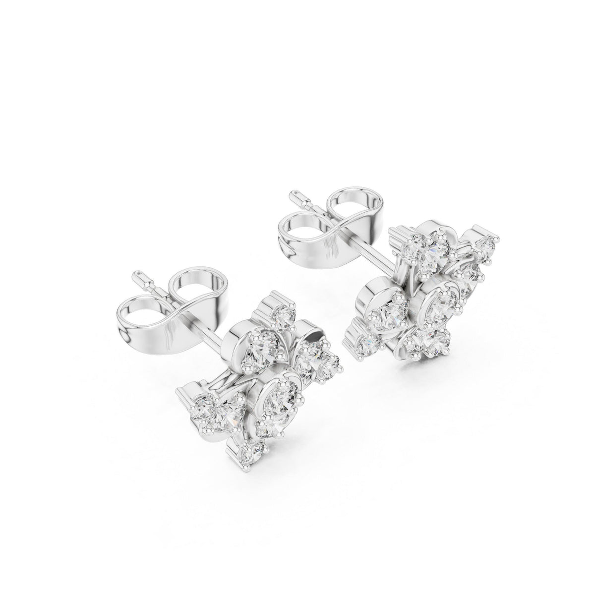 Moissanite Scattered Cluster Stud Earrings – 925 Sterling Silver, 18K Gold Vermeil