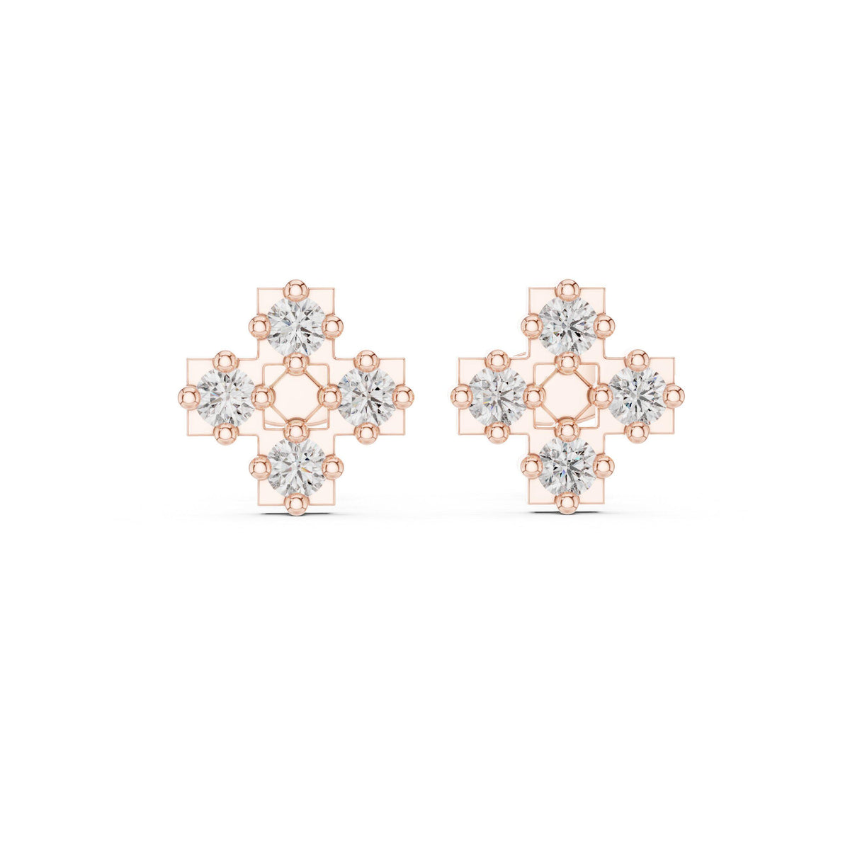 Moissanite Cross Cluster Stud Earrings – 925 Sterling Silver, 18K Gold Vermeil