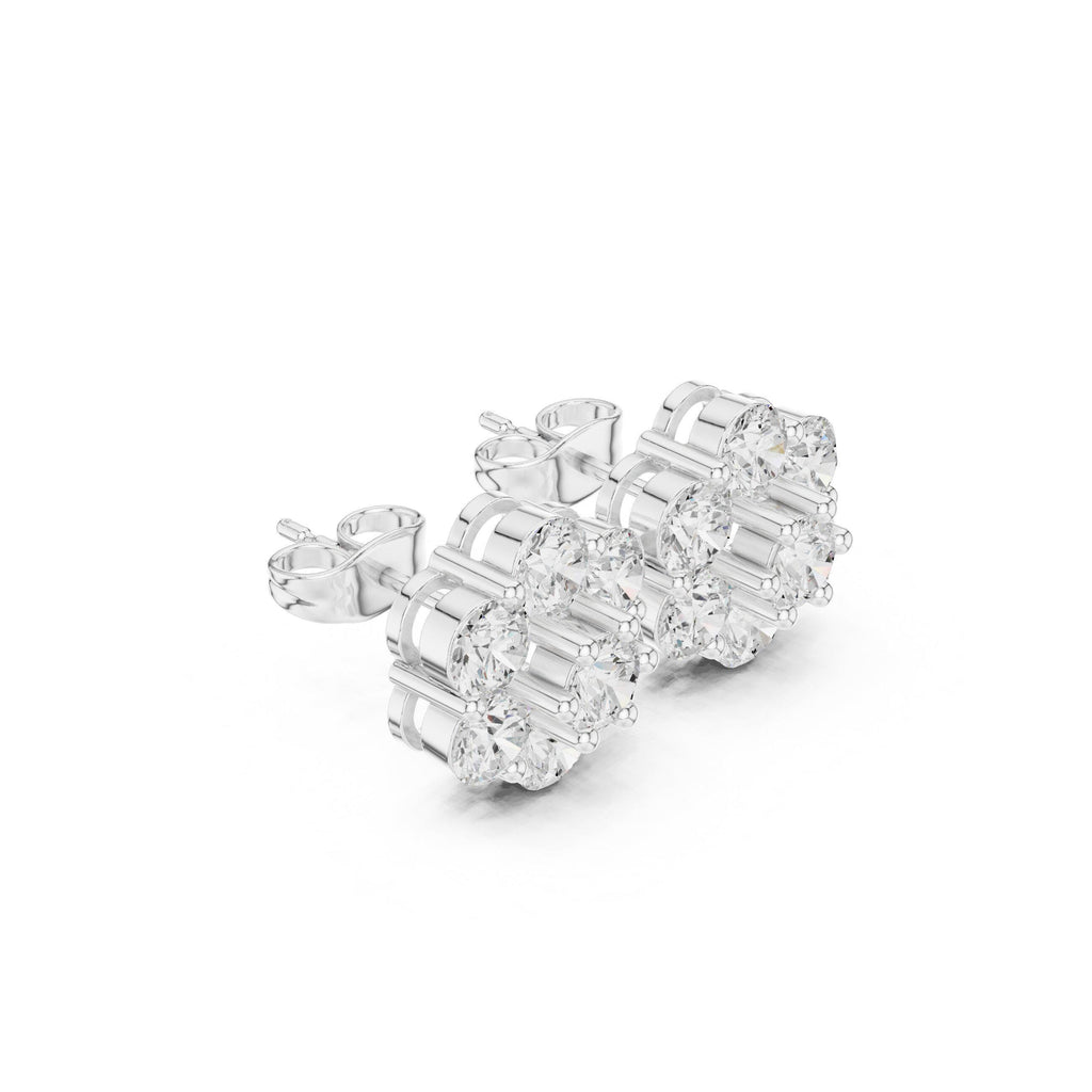 Moissanite Flower Cluster Stud Earrings – 925 Sterling Silver, 18K Gold Vermeil