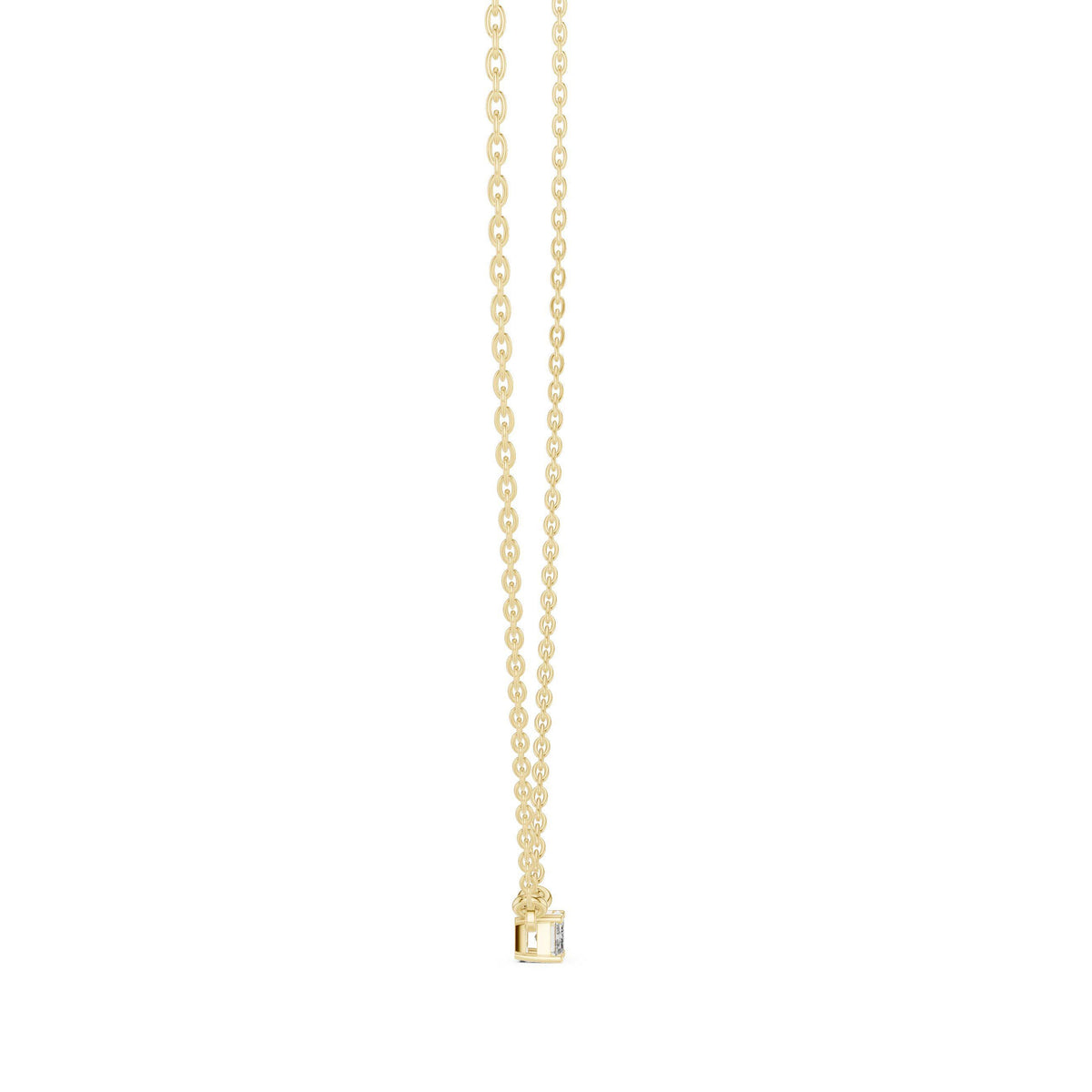 Emerald-Cut Moissanite East-West Solitaire Necklace – 925 Sterling Silver, 18K Gold Vermeil