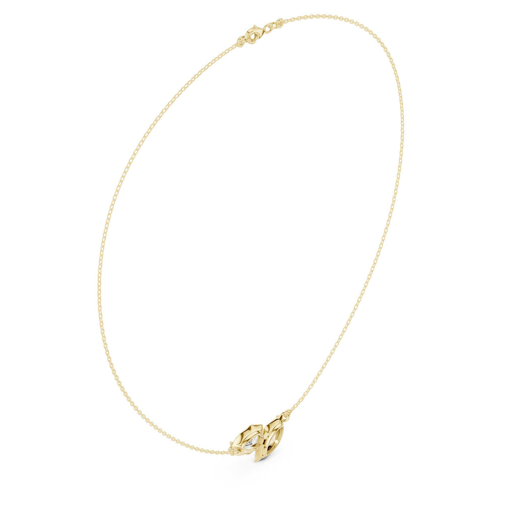 Pear & Marquise Moissanite Leaf Necklace – 925 Sterling Silver, 18K Gold Vermeil