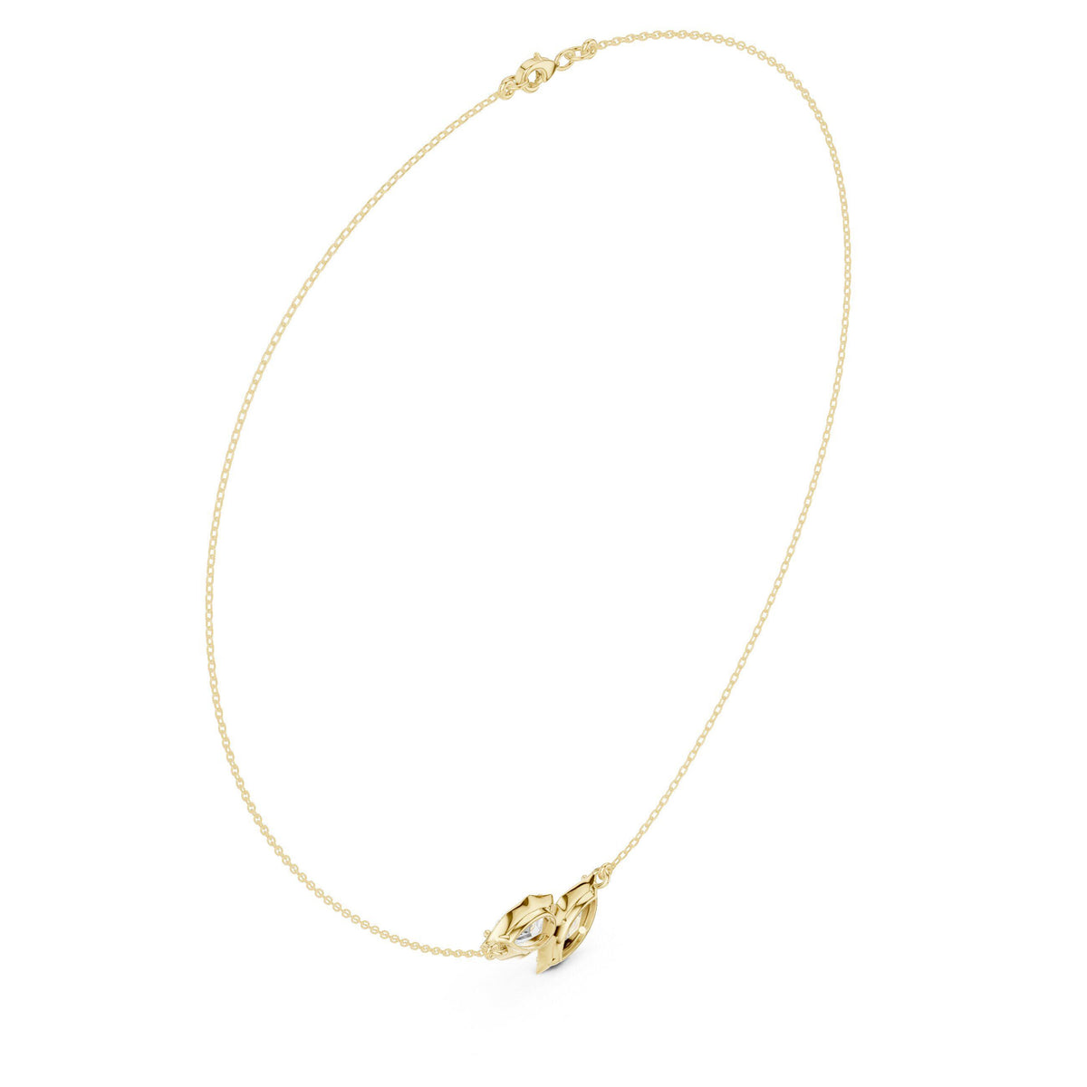 Pear & Marquise Moissanite Leaf Necklace – 925 Sterling Silver, 18K Gold Vermeil