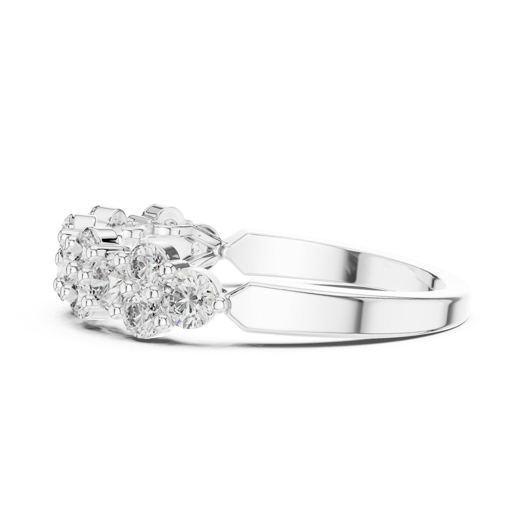 Moissanite Cluster Eternity-Style Stackable Band – 925 Sterling Silver, 18K Gold Vermeil