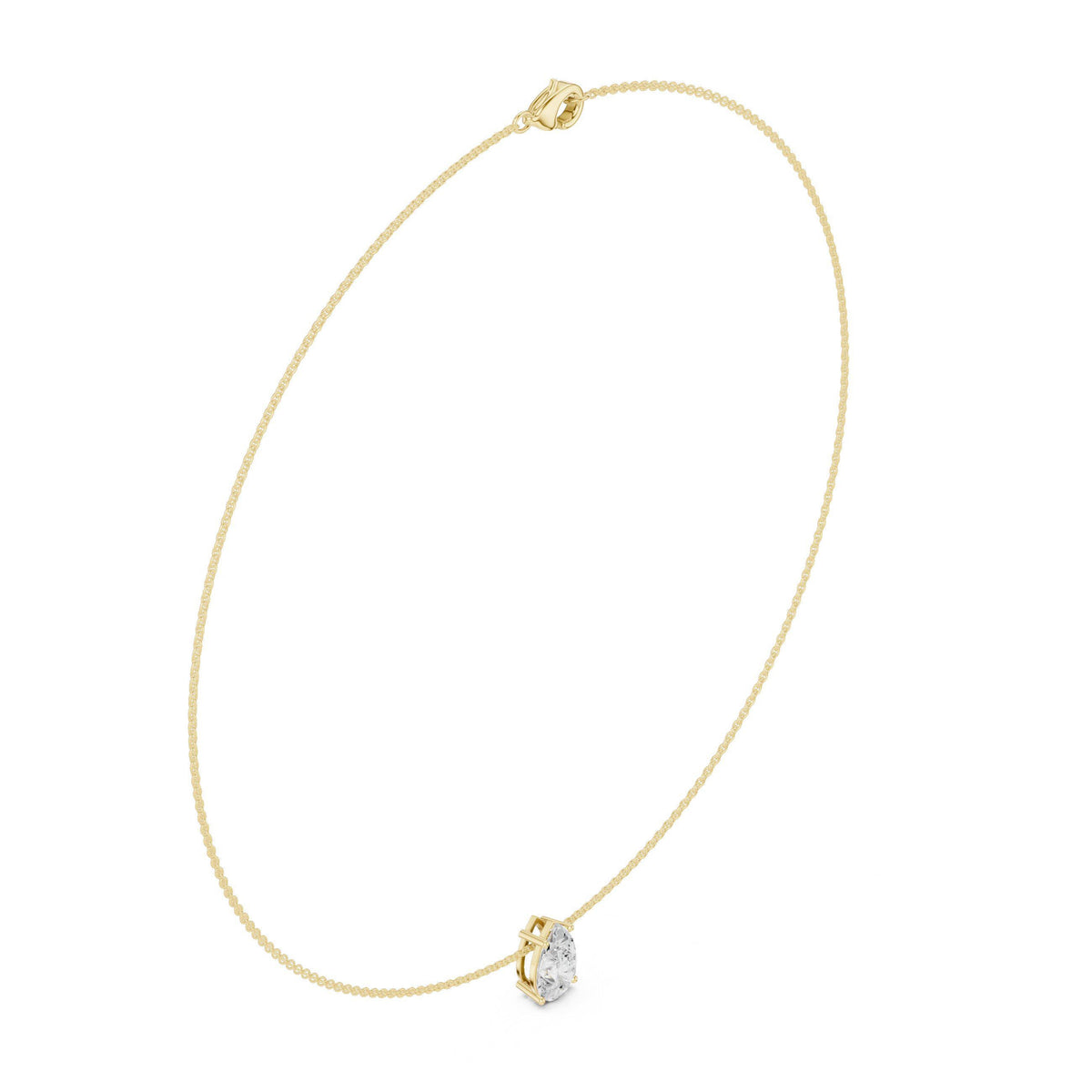 Pear Moissanite Solitaire Necklace – 925 Sterling Silver, 18K Gold Vermeil