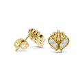 Moissanite Ornate Dome Stud Earrings – 925 Sterling Silver, 18K Gold Vermeil