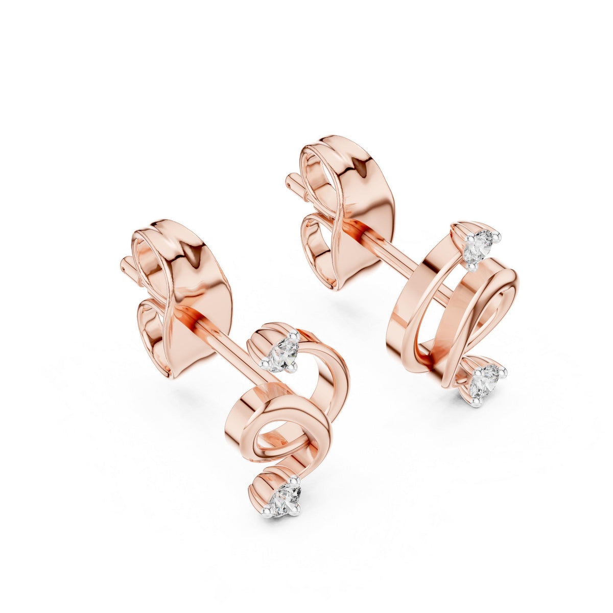 Moissanite Swirl Two-Stone Stud Earrings – 925 Sterling Silver, 18K Gold Vermeil