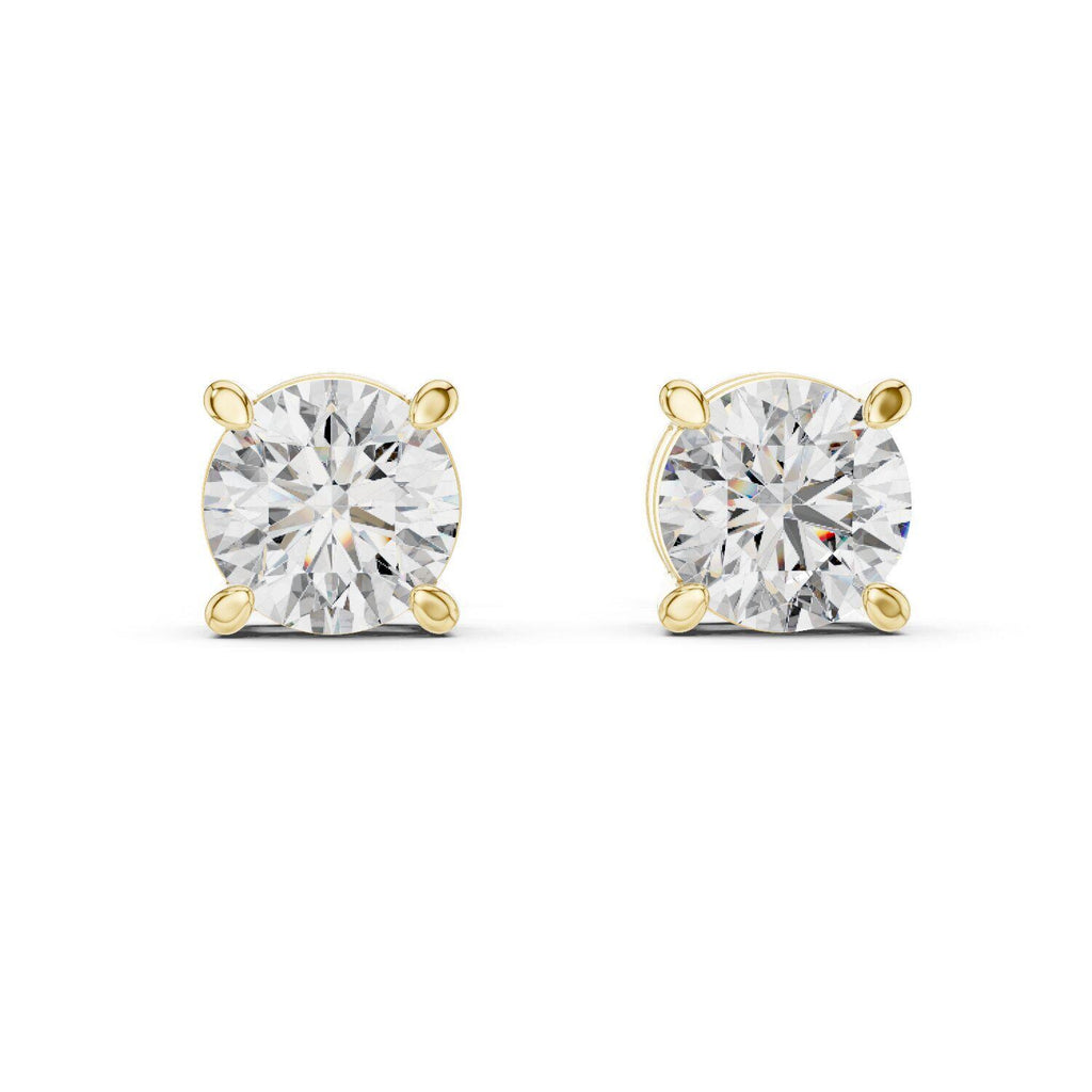 7mm Round Moissanite Four-Prong Stud Earrings – 925 Sterling Silver, 18K Gold Vermeil