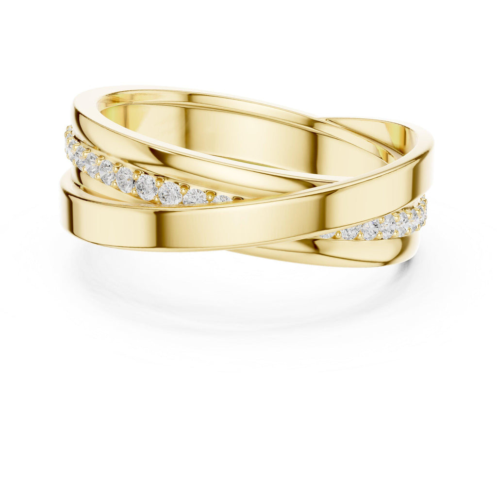 Men's Crossover Pavé Moissanite Band – 925 Sterling Silver, 18K Gold Vermeil