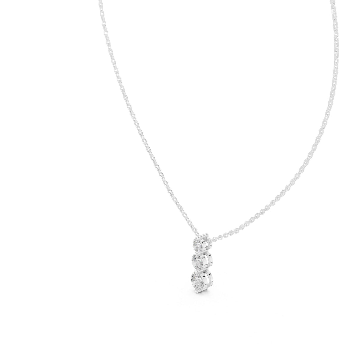 Round Moissanite Two-Stone Vertical Drop Necklace – 925 Sterling Silver, 18K Gold Vermeil