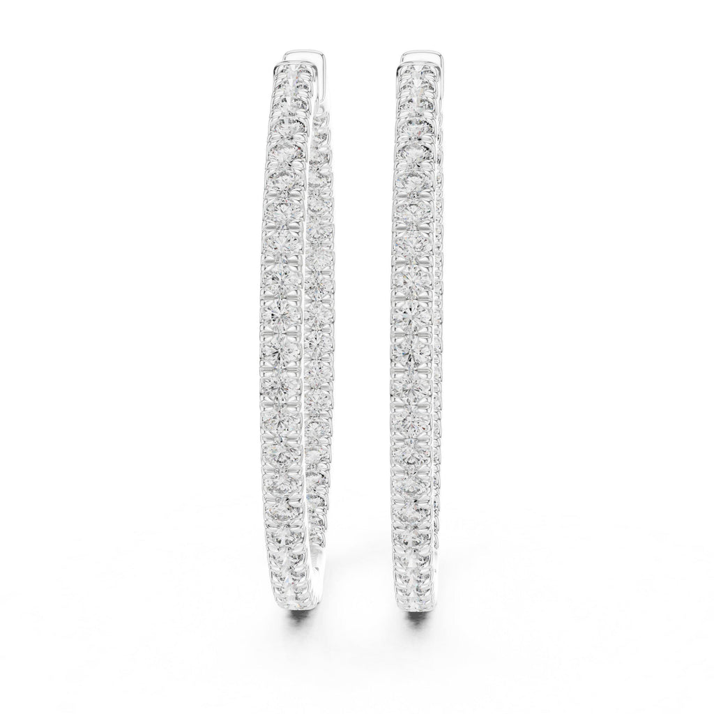 Moissanite Inside-Out Pavé Hoop Earrings – 925 Sterling Silver, 18K Gold Vermeil