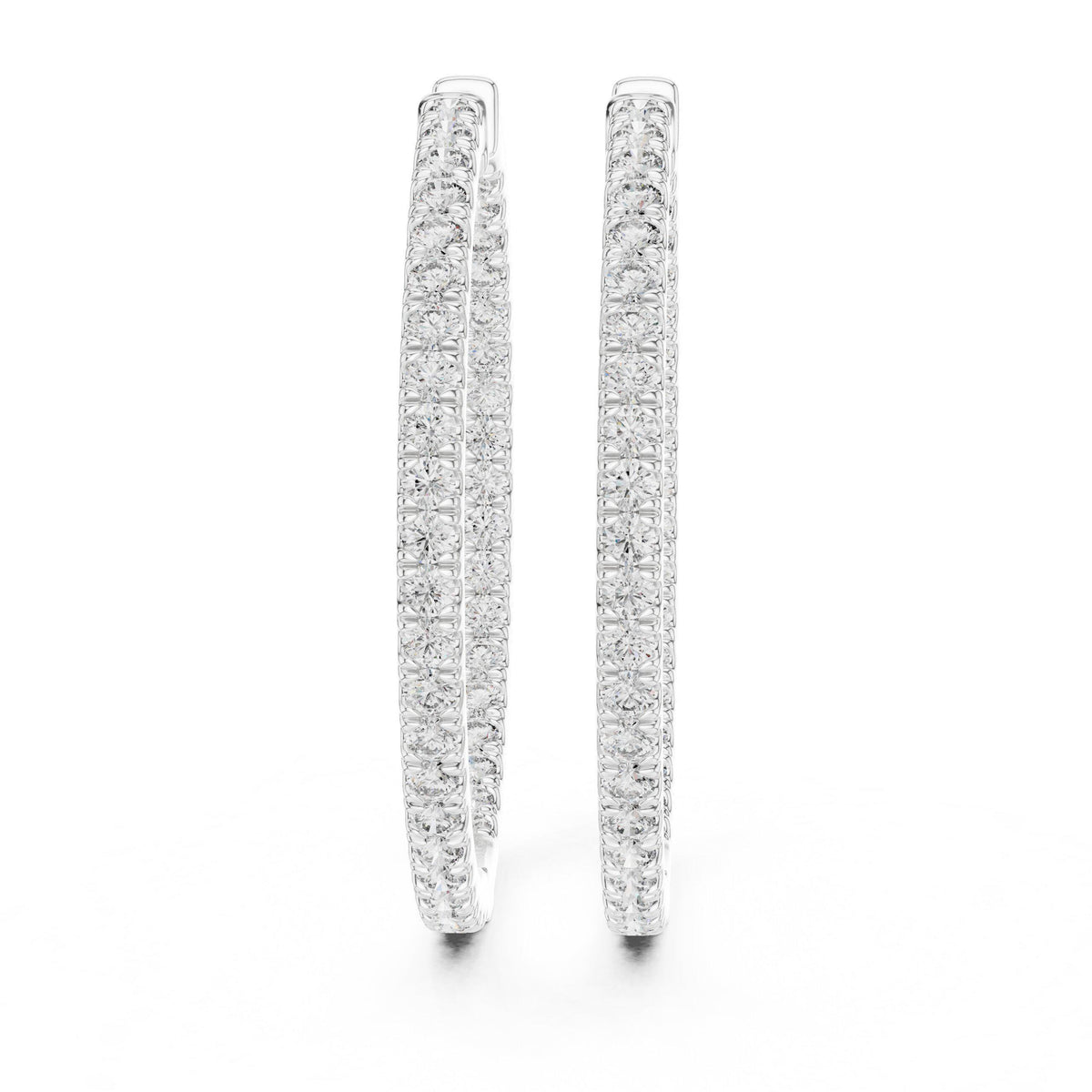 Moissanite Inside-Out Pavé Hoop Earrings – 925 Sterling Silver, 18K Gold Vermeil