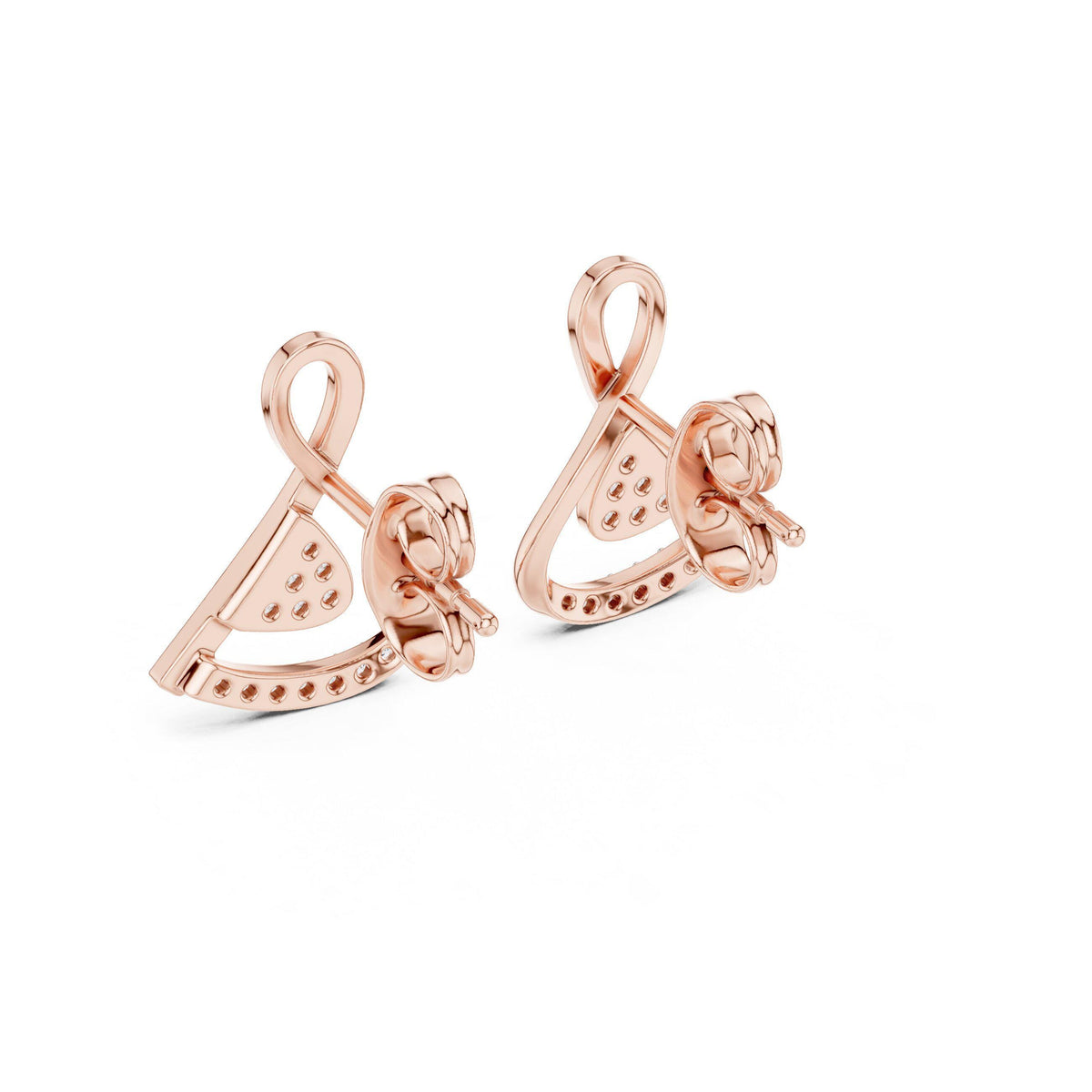 Moissanite Twisted Ribbon Stud Earrings – 925 Sterling Silver, 18K Gold Vermeil