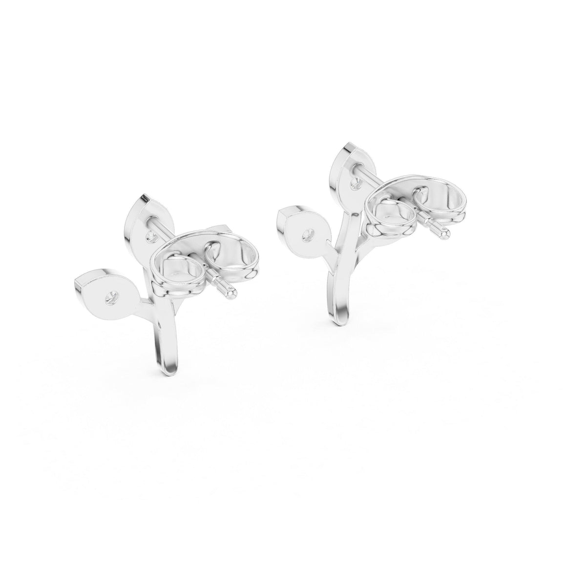 Moissanite Leaf Sprig Stud Earrings – 925 Sterling Silver, 18K Gold Vermeil