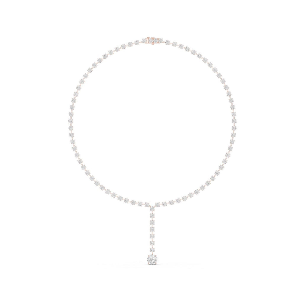 Round Moissanite Lariat Tennis Necklace – 925 Sterling Silver, 18K Gold Vermeil
