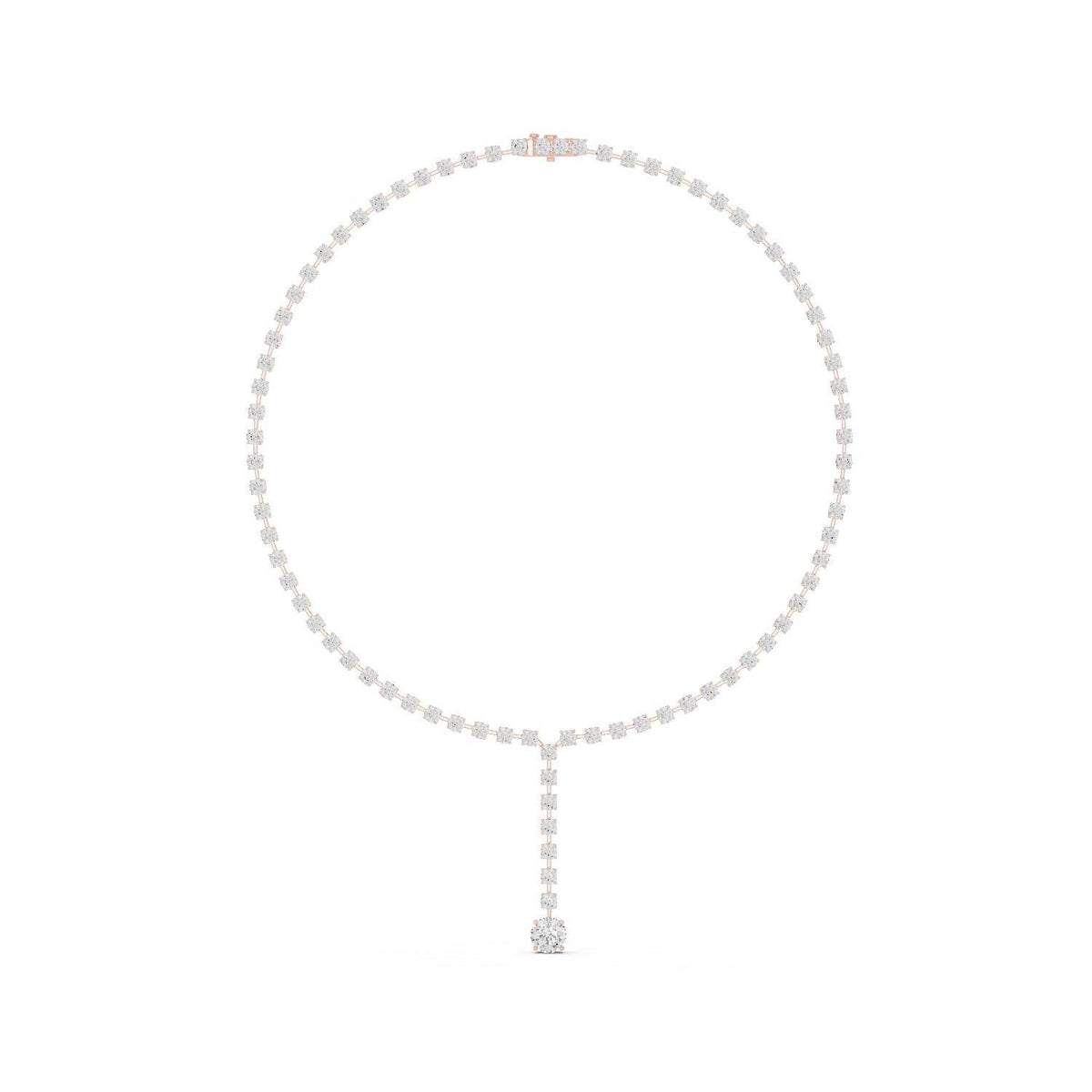 Round Moissanite Lariat Tennis Necklace – 925 Sterling Silver, 18K Gold Vermeil