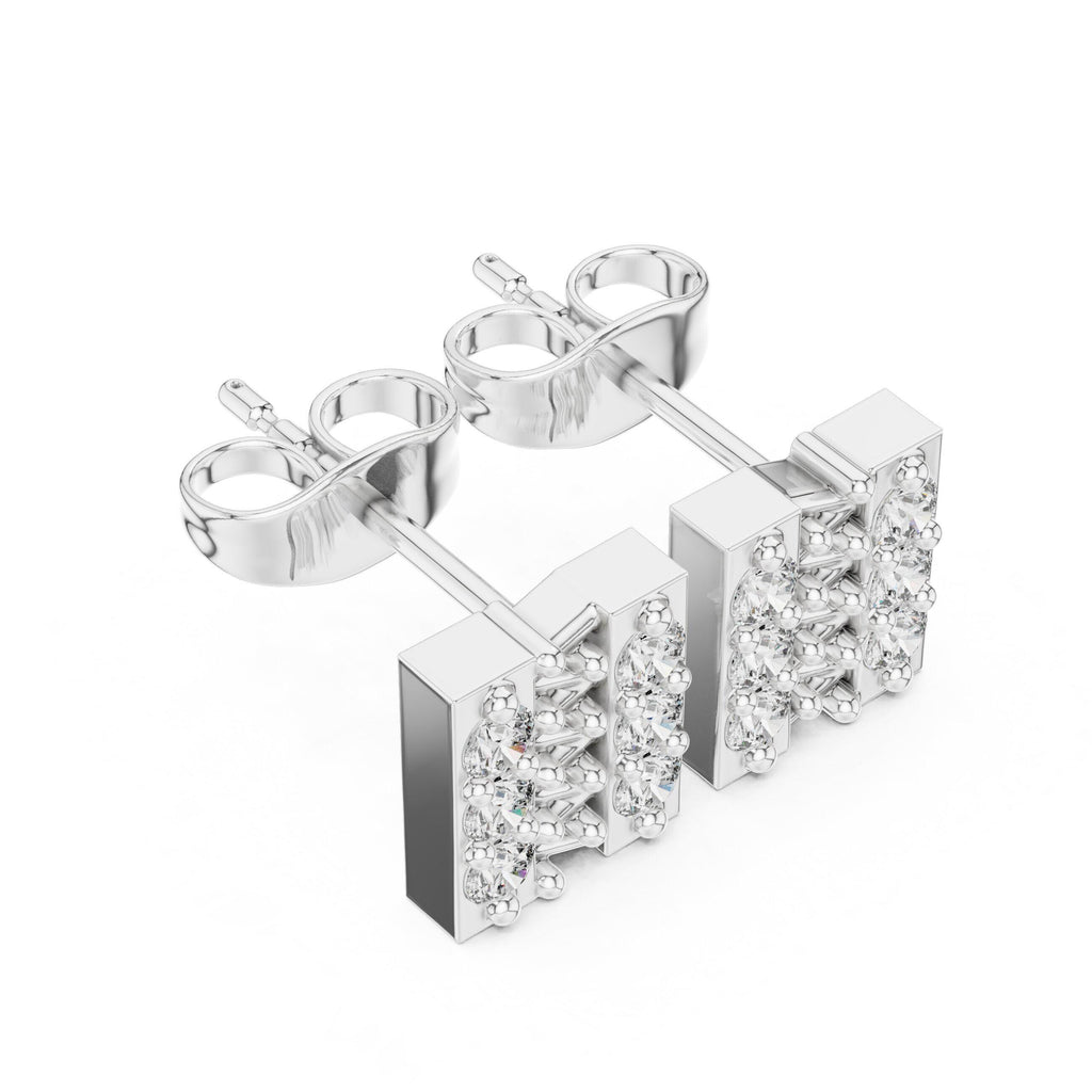 Moissanite Crisscross Bar Stud Earrings – 925 Sterling Silver, 18K Gold Vermeil