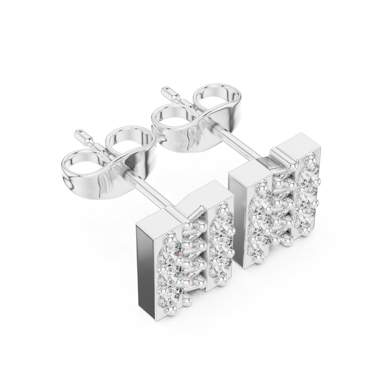 Moissanite Crisscross Bar Stud Earrings – 925 Sterling Silver, 18K Gold Vermeil