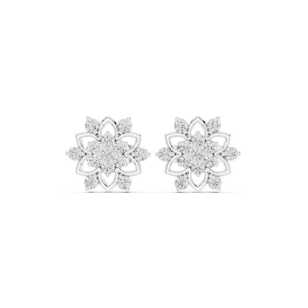 Marquise Moissanite Lotus Stud Earrings – 925 Sterling Silver, 18K Gold Vermeil