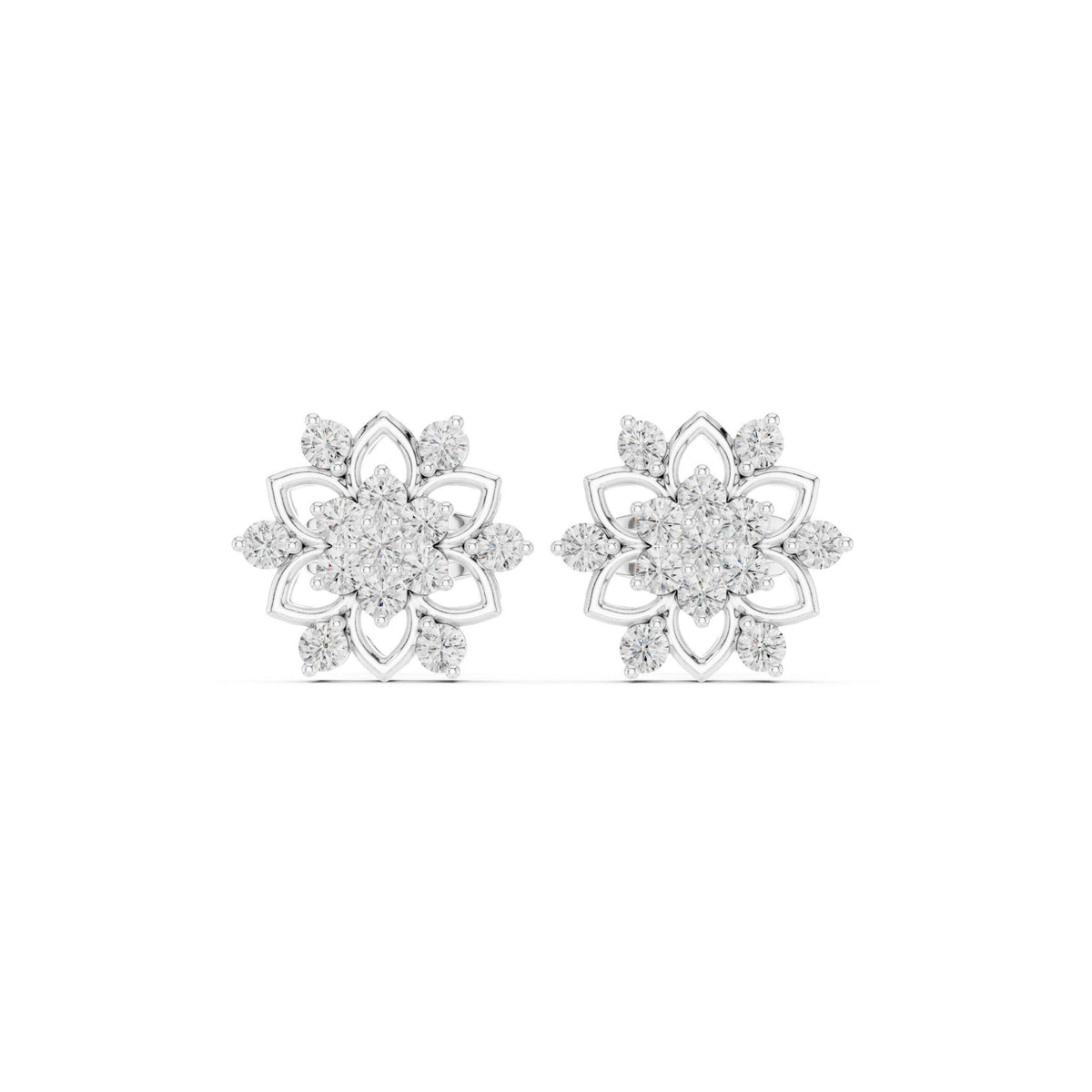 Marquise Moissanite Lotus Stud Earrings – 925 Sterling Silver, 18K Gold Vermeil