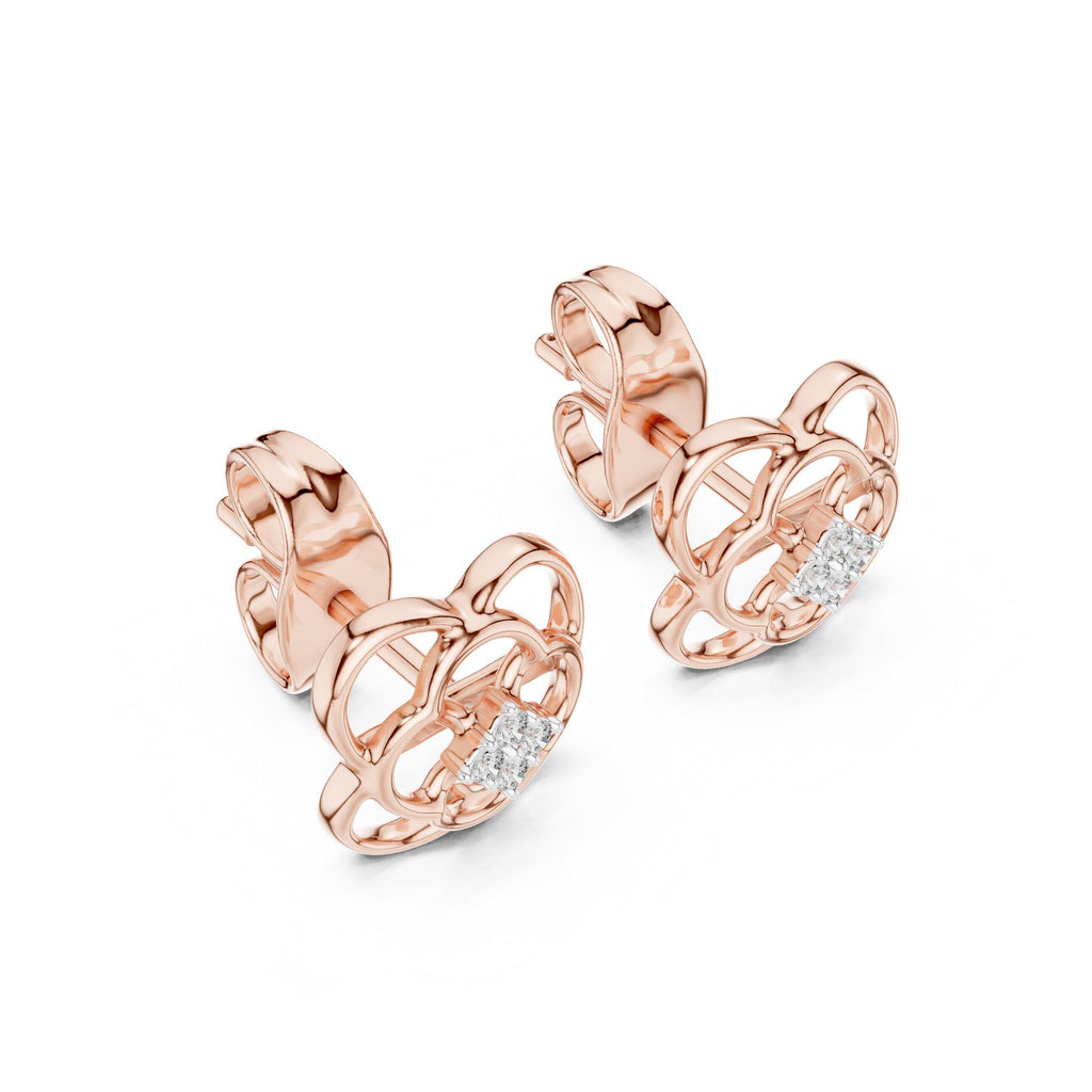 Moissanite Interlocking Loop Stud Earrings – 925 Sterling Silver, 18K Gold Vermeil