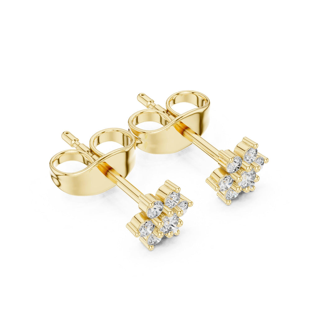 Moissanite Petite Flower Cluster Stud Earrings – 925 Sterling Silver, 18K Gold Vermeil