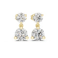 Round Two-Stone Moissanite Drop Earrings – 925 Sterling Silver, 18K Gold Vermeil