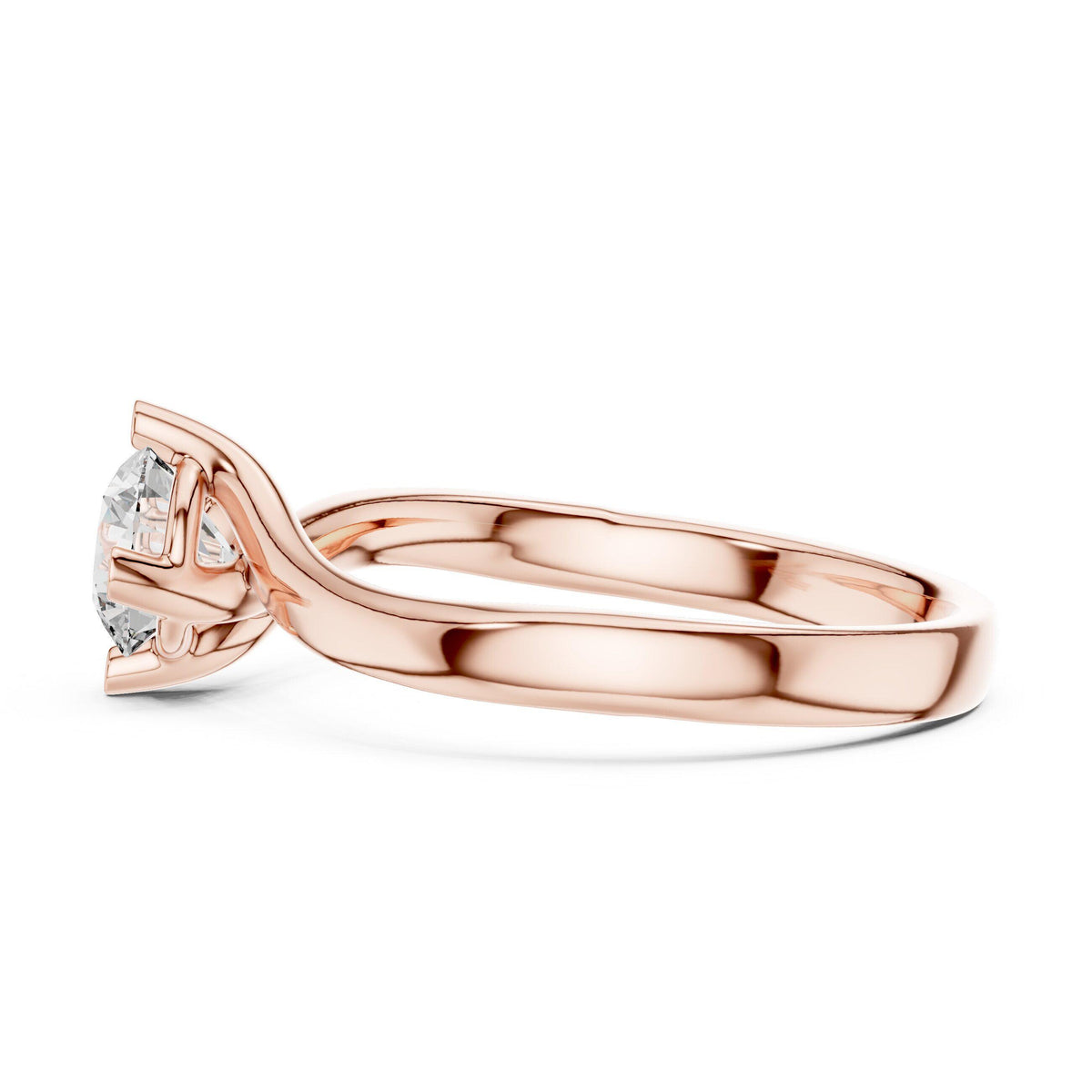 Round Moissanite Twist Solitaire Ring, 5mm – 925 Sterling Silver, 18K Gold Vermeil