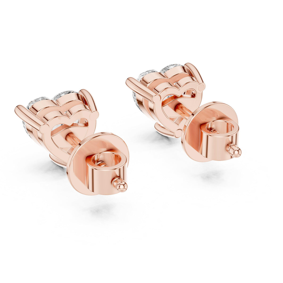 Heart Moissanite Stud Earrings – 925 Sterling Silver, 18K Gold Vermeil