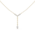 Round Moissanite V-Bar Y Necklace – 925 Sterling Silver, 18K Gold Vermeil