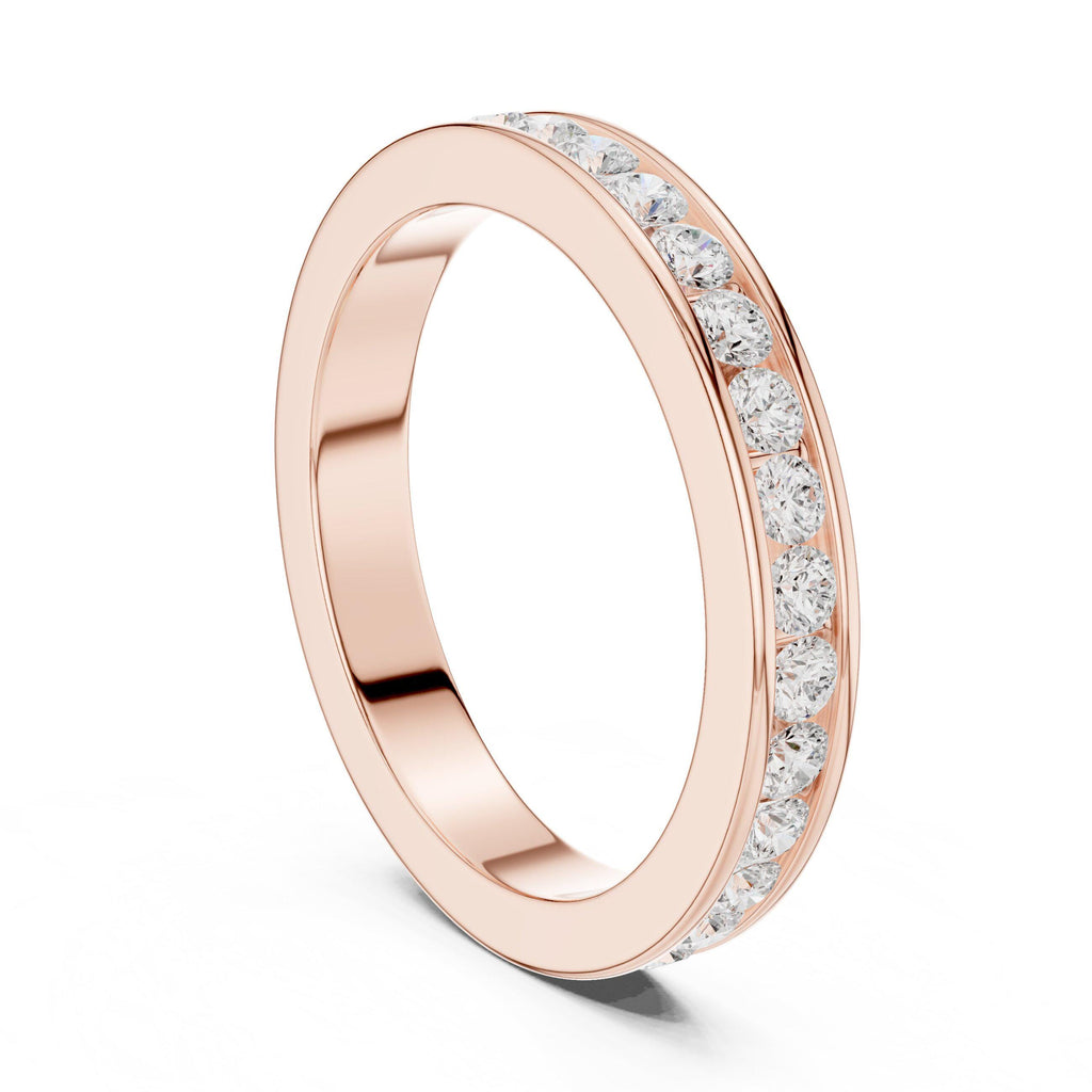 Men's Slim Channel-Set Moissanite Band – 925 Sterling Silver, 18K Gold Vermeil